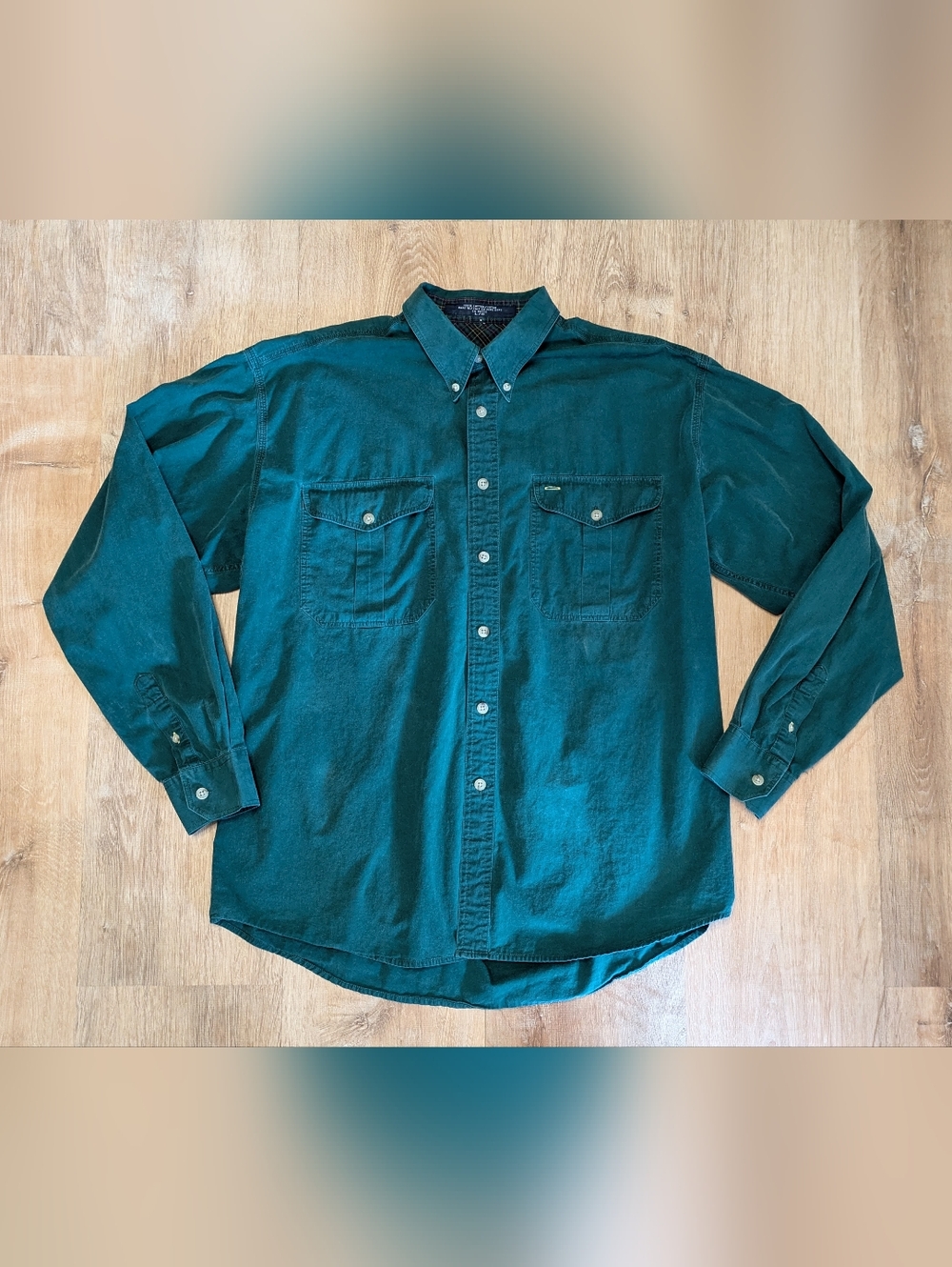 Vintage Gant Teal Mens Brushed Cotton Button Down Large
